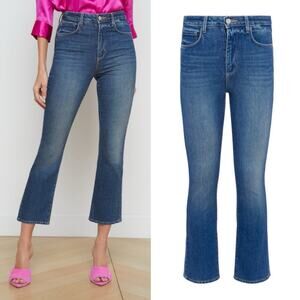 L’Agence Mira Woodbridge Cropped Micro Boot Cut Mid Wash Denim Jeans 26